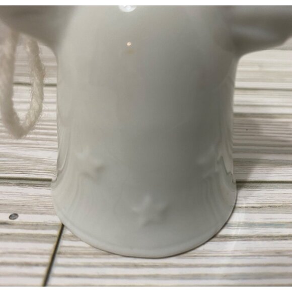 VTG White Porcelain Angel Bell Ornament Cost Plus Star Details - Picture 4 of 5